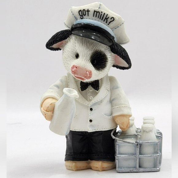 Mary's Moo Moos - Got Milk? - Enesco Cow Figurine 1999 Vintage 549355 Milkman - Picture 2 of 4